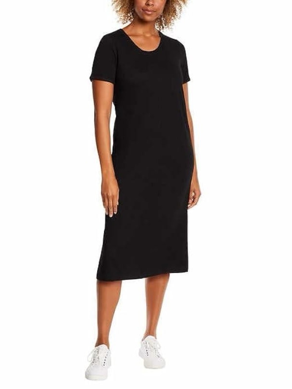 Jessica Simpson Black Midi Slit T-Shirt Dress